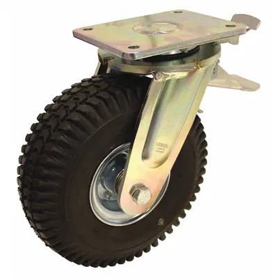 OEM APPROVED VENDOR Plate Caster: Swivel with Total Lock - Plate Casters with Pneumatic Wheels