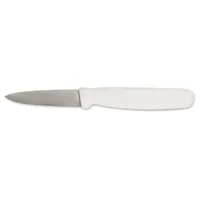 CRESTWARE Paring Knife: Straight, 3 1/2 in Overall Lg, Steel Blade, Polypropylene Handle, White (MPN KN04)