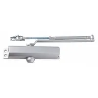 This Grade 1 heavy duty door closer is constructed of aluminum and features a non-hold open design with a size 6 adjustable spring. It is ADA compliant and suitable for both interior and exterior applications. The regular arm configuration is typical for standard commercial doors requiring controlled closing speed and force