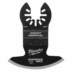 This open-back universal OIS mounted blade is designed for grout removal tasks. With a rounded shape, it measures 3-7/8 inches in length and 2-11/16 inches in width. Suitable for scraping grout from tile joints in renovation and construction applications.