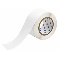 Precut label roll measuring 2 3/4 inches by 1/4 inch, made of white gloss polyester. Designed for use with the BBP81 printer series. Suitable for industrial identification tasks such as asset tracking, cable marking, and component labeling.