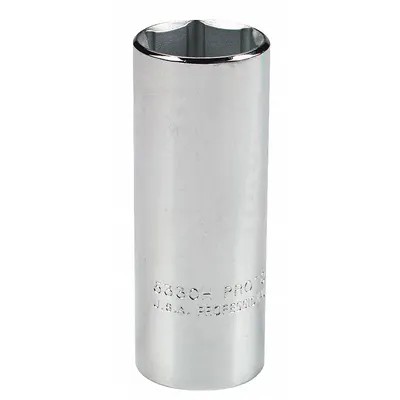 PROTO Socket: SAE, 1/2 in Drive Size, 1 1/16 in Socket Size, 6-Point, Deep, Chrome - 1/2" Drive Hand Sockets