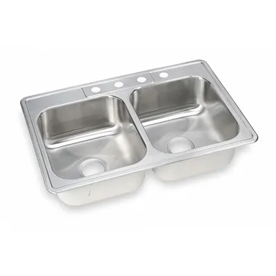 ELKAY DSE233224 Two-Bowl Counter-Mounted Kitchen & Bar Sink - Two-Bowl Counter-Mounted Kitchen & Bar Sinks without Faucets