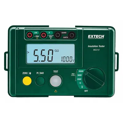 EXTECH Megohmmeter: 0 ohm to 5.5 gigohm, CAT III 600V, Digital, No Output, 2mA - Standard Feature Megohmmeters
