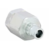 Steel-bodied hydraulic quick-connect coupling plug with 1/4"-18 thread size and 14.38 lpm maximum flow rate. Nitrile seal provides leak-resistant performance in hydraulic systems. Suitable for frequent coupling and uncoupling in fluid power circuits