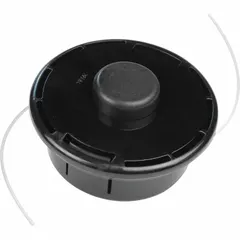 Round, black replacement head for string trimmers. Compatible with MAKITA model EM405MP. Diameter 5.1 inches. Restores cutting performance on compatible trimmers.