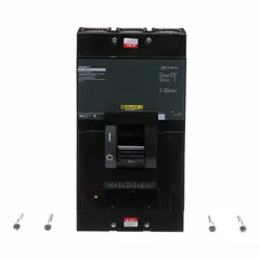 The Square D LAL3640036M is a 400 A, 3-pole motor circuit protector from the LAL series, rated for 600V AC with a maximum AIR rating of 42kA at 240V AC. It features an adjustable instantaneous trip, lug terminal connections, and ABC phase connection. This unit provides overcurrent protection for motor circuits and distribution panels in industrial electrical systems.