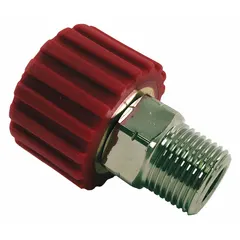 Nickel-plated C38500 brass rotating joint with a single passage and M22x1.5 stationary port. Rated for maximum speed of 30 RPM. Used to transfer fluid from a stationary supply line into rotating machinery in low-speed applications such as indexing tables, reels, and packaging equipment.