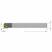 This indexable boring bar is designed for internal turning and boring operations in metalworking. It accommodates standard carbide inserts for machining various materials. Typical applications include precision boring in general engineering and manufacturing
