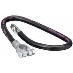 Top start cable with 1 ga wire size and 23 in overall length. Black wire with bolt connection type, rated for 60VDC. Used for battery connections in starting circuits and power distribution in vehicles and equipment.