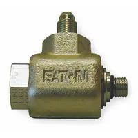 This 90-degree swivel fitting connects hydraulic hoses or tubes in confined spaces requiring angular movement. It features a 3/4"-16 male SAE 37 inlet and a 3/4"-16 female ORB outlet, constructed from zinc-plated steel with a Buna-N seal. Rated for maximum operating pressure of 5,000 psi, it is suitable for fluid power systems and machinery
