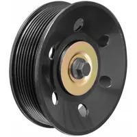 Steel ribbed idler pulley for serpentine belt systems. Compatible with 8PK belt trade size. Rated for light-duty performance. Used to guide and tension the serpentine belt in engine accessory drive systems