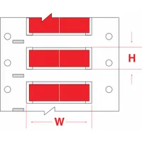 Polyolefin sleeve label roll in red matte finish. Each label measures 1/2 in x 3/4 in and fits wire gauges from 1 AWG to 8 AWG. Compatible with BBP72 printer series. Used for permanent identification of wires and cables in electrical panels and machinery