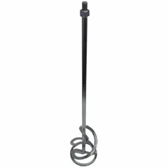 Single paddle mixing accessory with M14 threaded connection for attachment to compatible power tools. Measures 24 inches in length with a 4 23/32 inch diameter. Suitable for blending paints, coatings, adhesives, and other fluids across all viscosity ranges.