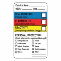 ROLL PRODUCTS Right-To-Know Label: 2 1/2 in Ht, 1 1/2 in Wd, 0.039 in Thick, Litho Paper, 250 PK (MPN 163-0015)