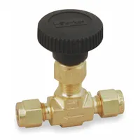 PARKER Needle Valve: Inline Valve Body, Brass, Integral Bonnet, 1/8 in Pipe Size, For Water Media (MPN 2A-V4LR-B)