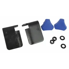 This work rest assembly includes left and right rest components and a fixing knob. It is designed to support workpieces during grinding or machining operations. Fits Westward brand models 1KEL8, 1KEL9, 1KEN1, and 1KEN2.