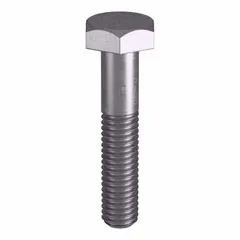 Grade B8 heavy hex bolt made to ASTM A193 material quality standards and ASME B18.2.1 dimensional standards. Thread size 3/8"-16, 2-inch length, plain finish. Suitable for structural bolting applications requiring corrosion resistance and strength, such as flanged connections and pressure vessel assemblies. Sold in a pack of 10, nut not included.