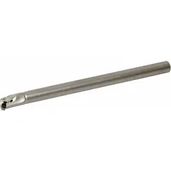 This indexable boring bar features a positive rake geometry and right-hand orientation, designed for internal turning operations. It is used for precision boring and enlarging holes in metalworking applications, accommodating indexable inserts for efficient material removal.