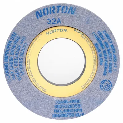 NORTON 12" x 2" x 5" Type 7 Recessed Grinding Wheel, 32A46-HVBE, Hardness H - Grinding Wheels for Moderate-to-Heavy Grinding of Tool Steels