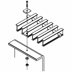 This clip secures fiberglass grating to support structures in corrosive environments. Made of 316 stainless steel, it fits a support thickness of 3/4 in. Sold as clip only.