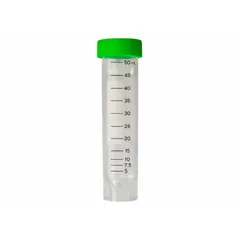 Centrifuge Tube, PPCO, 50 mL, Natural, Green Closure, Graduated, with Cap