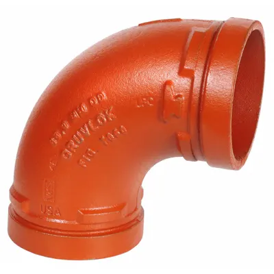 GRUVLOK 90° Grooved Pipe Elbow, 12 in x 12 in, Ductile Iron, 300 psi @ 150° F - Grooved Pipe Fittings