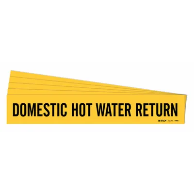 BRADY Domestic Hot Water Return Adhesive Pipe Marker - Domestic Hot Water Return Adhesive Pipe Markers