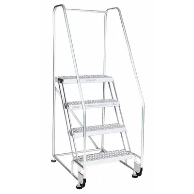 COTTERMAN Rolling Ladder: 1.7 ft Platform Ht, Assembled, Aluminum - Aluminum Easy Tilt-&-Roll Ladders
