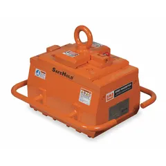 The ERIEZ APL-24 is an on/off switch-type flat-surface lifting magnet with a maximum flat load capacity of 2,400 lb. Designed for handling ferrous materials in industrial settings such as steel service centers, fabrication shops, and warehouses. The switch allows controlled release of the load.