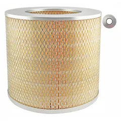 Round/oval engine air filter with axial seal. Inside diameter 1/2 in. Compatible with J.C. Bamford vehicles. Provides intake air filtration for engines in construction and agricultural equipment.