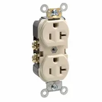 LEVITON Receptacle: Duplex, 5-20, Ivory, 125V AC, 20 A, 2 Pole / 3 Wire (MPN BR20-I)