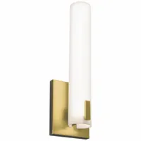 LEDSconce: Satin Brass, 1,200 lm, 3000K, 90 CRI, 15.5 W Fixture Watt, 120V AC, Dimmable, 3 3/4 in Lg (MPN BWNS051412L30D1SB)