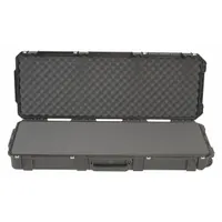 Plastic standard long case with latch closures, two wheels, and a solid black finish. Weighs 28 lb. Suitable for transporting and protecting long items such as musical instruments, audio gear, or industrial tools