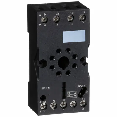 SCHNEIDER Relay Socket: 10 A Rating, DIN-Rail Socket Mounting, 8 Pins - DIN-Rail Mounted Sockets