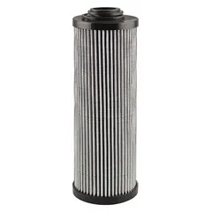 Cartridge hydraulic filter with cellulose media, 1 3/8 in inside diameter and 2 5/8 in outside diameter. Includes integral gasket for sealing. Compatible with hydraulic fluid and MP Filtri vehicles. Used in hydraulic systems to remove contaminants.