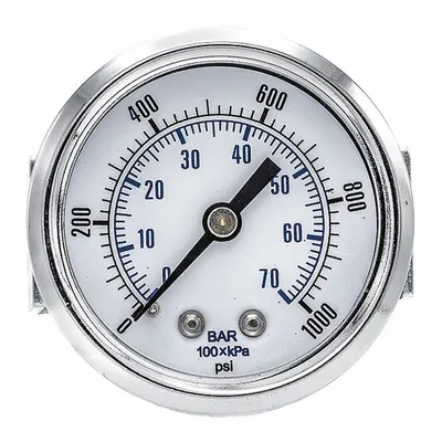 PIC GAUGES U-Clamp Panel-Mount Pressure Gauge - U-Clamp Panel-Mount with Copper Wetted Parts