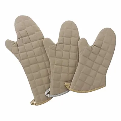 R&R TEXTILE Quilted Cotton Oven Mitt, 15 in, Tan - Furnishings, Appliances and Hospitality