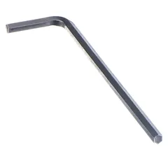 L-shaped hex key set with ball ends for driving hex socket fasteners. SAE 1/4 in tip size, short length for confined spaces. Made of alloy steel with chrome finish. Includes 10 keys, each with two tips.