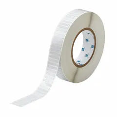 This precut label roll consists of white gloss polyimide labels in a 1 13/64 in x 3/16 in size. Designed for use with the BBP11 printer series, it is suitable for high-temperature industrial labeling applications such as circuit board and component identification.