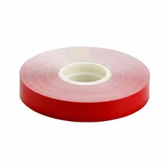 Solid red vinyl floor marking tape with no legend, 1/2 inch wide by 50 feet long and 4 mil thick. Used for marking aisles, hazard zones, and storage areas in industrial facilities. The red color signals caution or fire-equipment access.