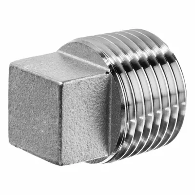 USA INDUSTRIALS Plug: 4 in, NPT Threaded, Square Drive Solid Plug, 304 Stainless Steel - Low-Pressure Threaded Pipe Fittings with Thread Sealant