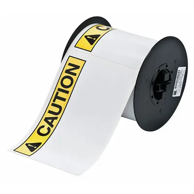 BRADY Pre-Cut Label Stock Roll: Caution, CAUTION Header, 4 in x 6 in, 4 in, Vinyl - Brady Caution Precut Label Rolls