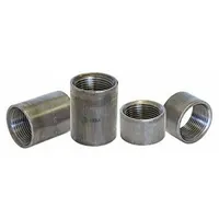 This steel pipe fitting is a straight connector for medium-pressure threaded piping systems. It joins two pipes of the same size in a straight line, rated for 300 psi at 150°F. Suitable for industrial applications such as water, oil, or gas lines