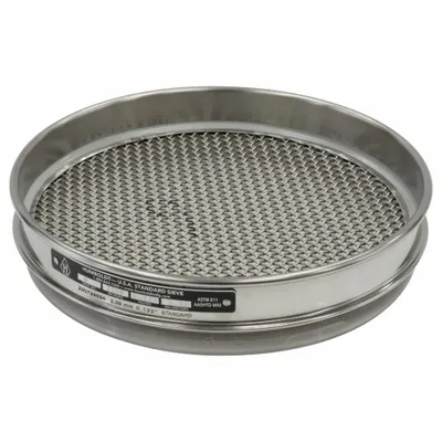 OEM APPROVED VENDOR Standard Stainless Steel Cloth Test Sieve, 8 in, #6 - Standard Stainless Steel Cloth Test Sieves