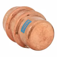 Press-fit cap for terminating 1 in CTS copper refrigeration tubing. Constructed of copper or bronze with an HNBR O-ring for sealing. Used in refrigeration press tube systems to close the end of a line