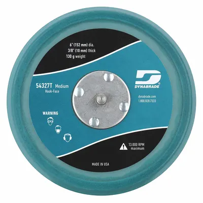 DYNABRADE Hook-and-Loop Disc Backup Pad: 6 in Dia x 3/8 in T, 5/16"-24 Threaded-Shank - Threaded-Shank Sanding Disc Backing Pads