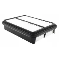 Rectangular panel engine air filter with overall length of 9 27/32 in. Designed for Toyota light duty trucks. Traps airborne contaminants to protect engine and maintain airflow for combustion