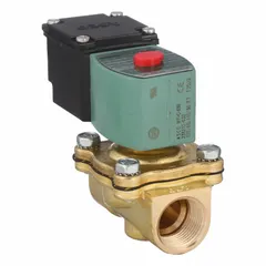 This 2-way/2-position normally closed solenoid valve from REDHAT features a 3/4 in pipe size and operates on 110V AC. The watertight coil enclosure allows use in wet or washdown environments. It is suitable for on/off control of liquids or gases in industrial piping systems.