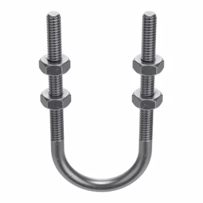 Standard U-Bolt: 3/8"-16 Thread Size, For Pipe Size 1/2 in, 3 in Inside Ht - Standard U-Bolts